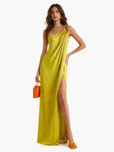 Asymmetrical-Neck Off-Shoulder A- Line Dress