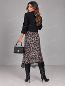 Cropped Blazer & Leopard Lace Midi Skirt Set