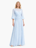 Elegant High Neck Balloon Sleeve Maxi Dress
