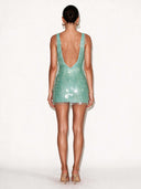 Elegant Sequin Scale Backless Mini Dress