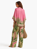 Bohemian Tropical Print Flowy Top & Wide-Leg Pants Two-Piece Set