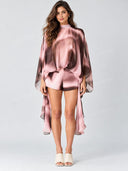 Abstract Print Cape Top and Shorts Two Piece Set