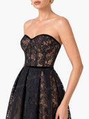 Exquisite Black Off-Shoulder Mesh Lace Cutout Midi Dress