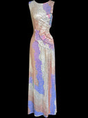 Pastel Sequin Sleeveless Cut-Out Maxi Dress