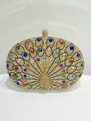 Retro Peacock Rhinestone Party Clutch Bag
