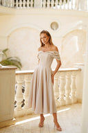 Elegant Off-the-shoulder Draped Maxi Dress