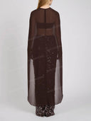 Sexy Sheer Cape Top & Sequin Maxi Skirt Set
