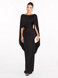 Boat Neck Pleated Slim Fit Maxi Dress