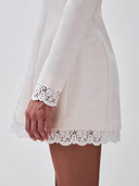 Elegant Puff Sleeve Lace Trim Prom Mini Dress