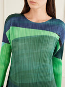 Color Block Pleated Asymmetric Maxi Dress