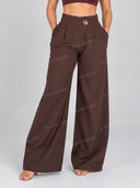 Plaid Waist Shaping Shirt Wide Leg Pants Two Piece Set