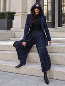 Pinstripe Hooded Tailored Blazer