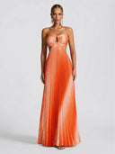 Ombre Halter Pleated Maxi Dress