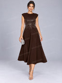 Elegant Rhinestone Embellished Flare Midi Dress