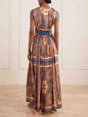 Retro Paisley Print Side Slit Maxi Dress