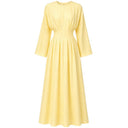 Elegant Pleated Long Sleeve Pocket Maxi Dress