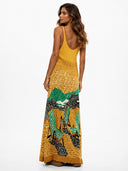 Boho Graphic Print Scoop Neck Knit Maxi Dress