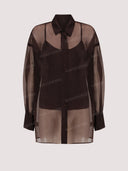 Sheer Organza Shirt & Skirt Two-Piece Set