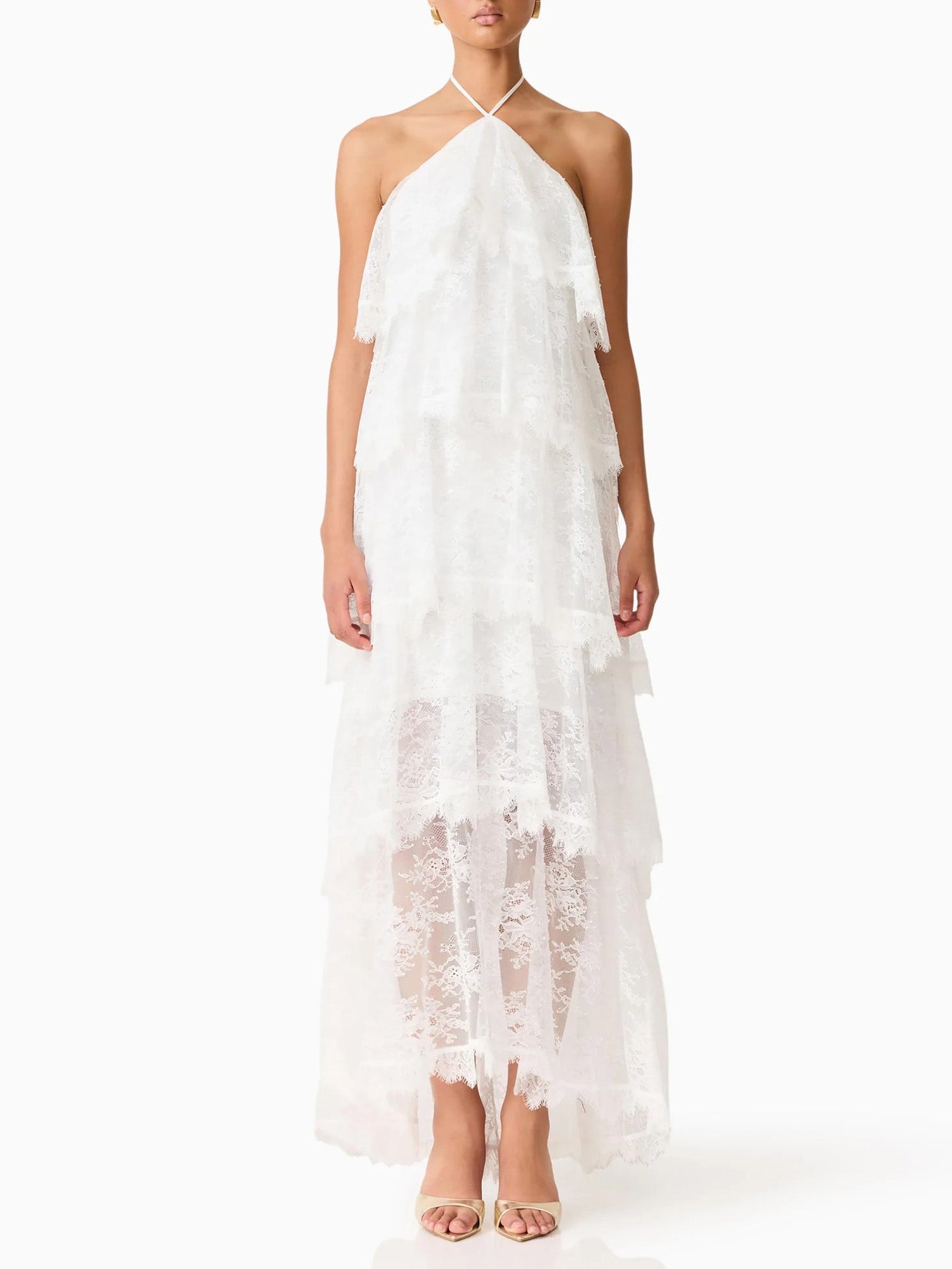 Elegant Lace Cami Tiered Maxi Dress