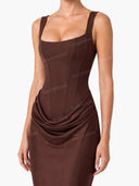 Sling Slim Fit Pleated Maxi Dress