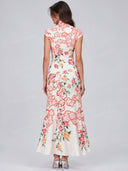 Elegant Floral Print Mandarin Collar Cheongsam Maxi Dress