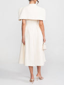 Elegant Cape Sleeve Cutout A-Line Midi Dress
