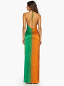 Vibrant Deep V-Neck Backless Maxi Dress