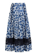 Floral Print Square Neck Peplum Lace Trim Two-Piece Set