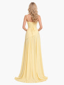 Elegant One-Shoulder Ruched Chiffon Tie-Waist Maxi Dress