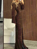 Sexy Floral Lace Lace-Up Slit Maxi Dress