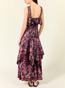 Floral Print Cross Halter Maxi Dress