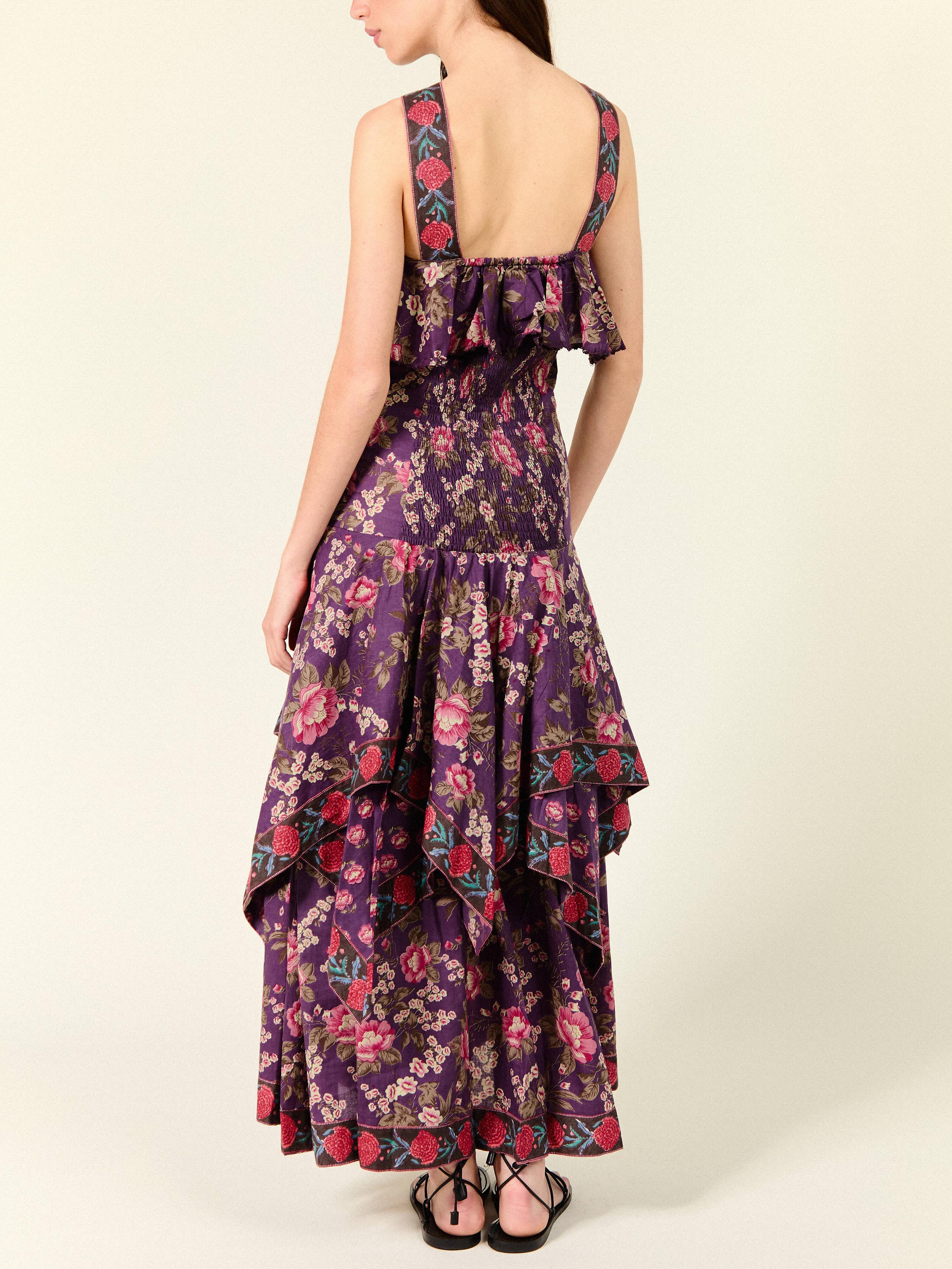 Floral Print Cross Halter Maxi Dress