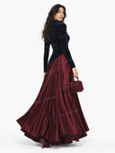Elegant Velvet Satin Color-blocked Maxi Dress