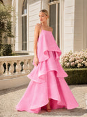 Elegant Three-layer Ruffle Sling Maxi Dress