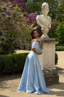 Elegant One-Shoulder Foldover Satin A-Line Maxi Dress