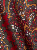 Retro Paisley Print Faux Fur Collar Maxi Dress