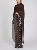 Sexy Sheer Cape Top & Sequin Maxi Skirt Set