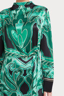 Baroque Print Mock Neck Silk Mini Dress