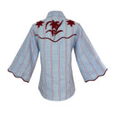 Embroidered Stripe Shirt & Flared Pants Two-Piece Set