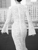 Sexy Floral Lace Lace-Up Slit Maxi Dress