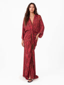 Bohemian Kimono-Inspired Tie-Dye Print Waist-Tie Maxi Dress