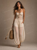 Sexy Lace Spaghetti Strap Sheer Jumpsuit