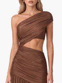 Unique Off-shoulder Waist Hollow Maxi Dress