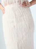 Elegant Faux Fur Fringe Crop Top & Maxi Skirt Two Piece Set