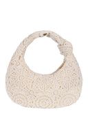 Boho Hollow Crochet Lace Knotted Handle Hobo Shoulder Bag