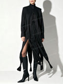 Elegant Tassel Trim Coat & Draped Pants Two-Piece Set