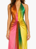 Vibrant Deep V-Neck Backless Maxi Dress