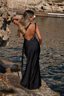 Elegant One-Shoulder Ruched Satin Maxi Dress