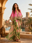 Bohemian Tropical Print Flowy Top & Wide-Leg Pants Two-Piece Set