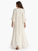 Elegant Batwing Sleeve Lace Flowy Maxi Dress
